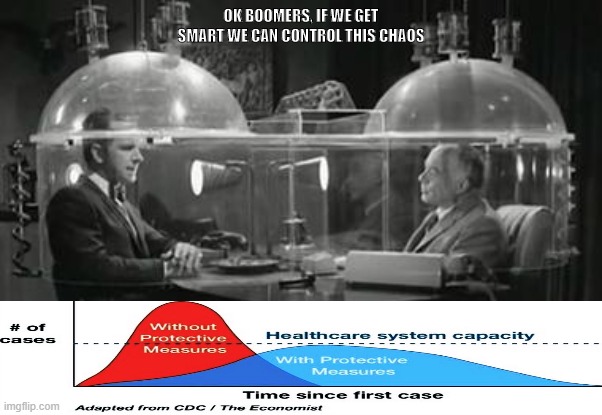 Cone of Silence | OK BOOMERS, IF WE GET SMART WE CAN CONTROL THIS CHAOS | image tagged in cone of silence | made w/ Imgflip meme maker