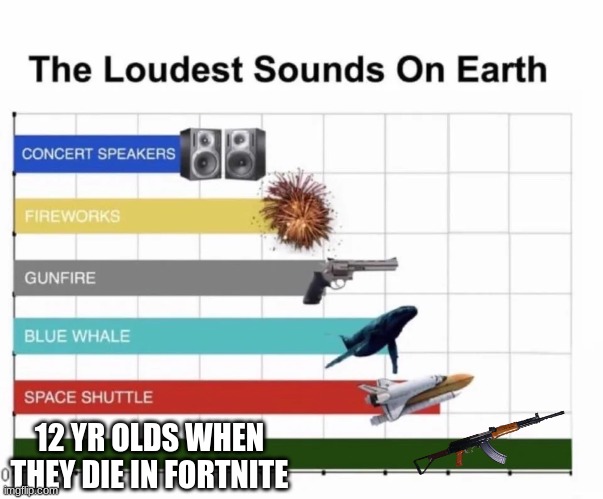 I Dont Know What To Call This XD | 12 YR OLDS WHEN THEY DIE IN FORTNITE | image tagged in the loudest sounds on earth,12 year old | made w/ Imgflip meme maker