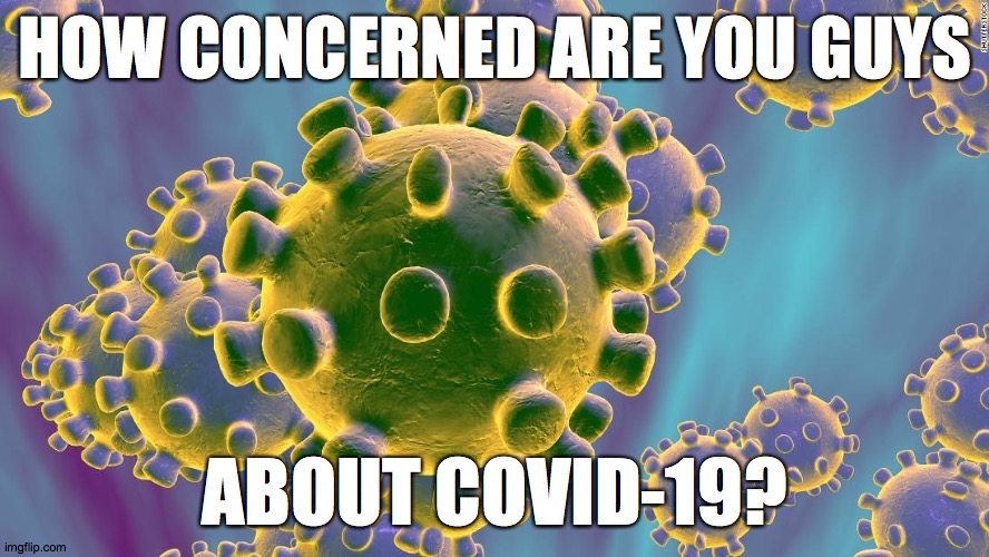Coronavirus | HOW CONCERNED ARE YOU GUYS; ABOUT COVID-19? | image tagged in coronavirus | made w/ Imgflip meme maker