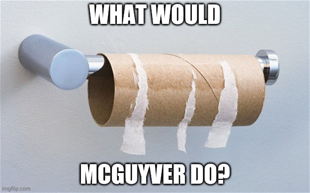 Empty toilet paper roll | WHAT WOULD; MCGUYVER DO? | image tagged in empty toilet paper roll | made w/ Imgflip meme maker