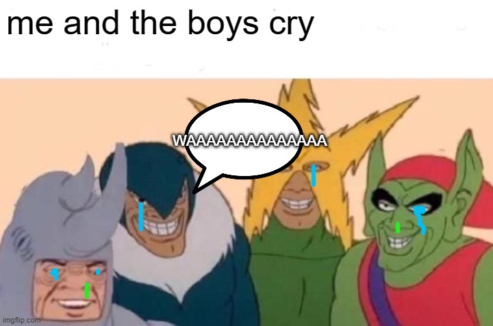 Me And The Boys Meme | me and the boys cry WAAAAAAAAAAAAAA | image tagged in memes,me and the boys | made w/ Imgflip meme maker