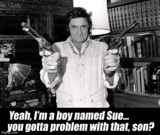 You Don't Mess With Mr. Cash :) | image tagged in johnny cash,a boy named sue,music | made w/ Imgflip meme maker