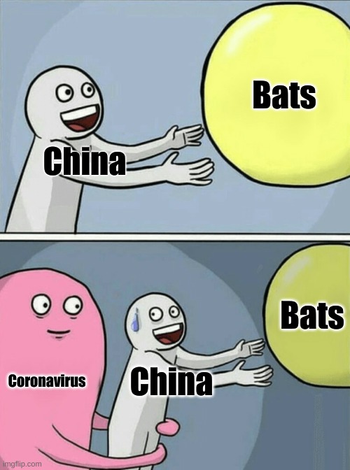 Running Away Balloon | Bats; China; Bats; Coronavirus; China | image tagged in memes,running away balloon | made w/ Imgflip meme maker