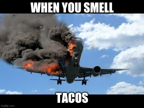plane crash | WHEN YOU SMELL; TACOS | image tagged in plane crash | made w/ Imgflip meme maker
