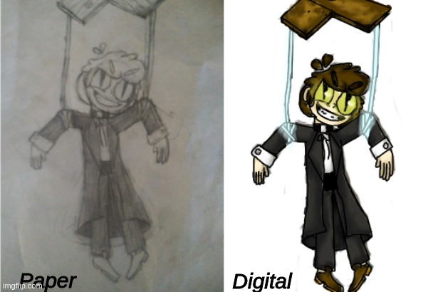 So I drew Bipper.. | Paper; Digital | image tagged in art,bipper,gravity falls,not a meme | made w/ Imgflip meme maker
