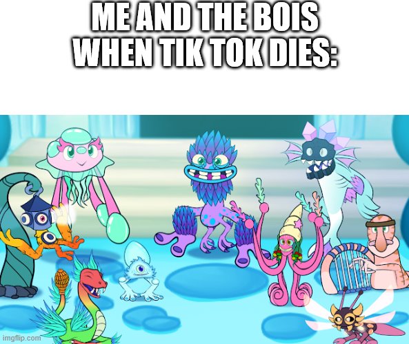 harmonious abyss | ME AND THE BOIS WHEN TIK TOK DIES: | image tagged in harmonious abyss | made w/ Imgflip meme maker
