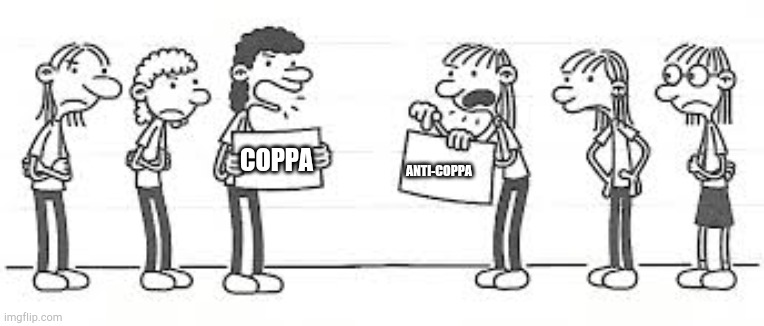 Wimpy Kid Girls | ANTI-COPPA; COPPA | image tagged in wimpy kid girls | made w/ Imgflip meme maker