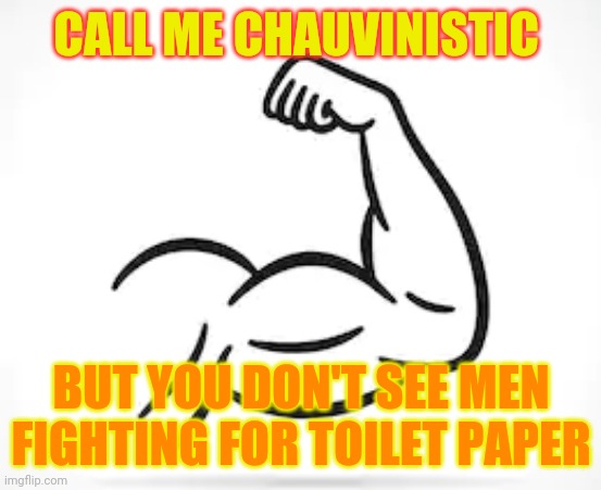 Men Dont Fight For Toilet Paper | CALL ME CHAUVINISTIC; BUT YOU DON'T SEE MEN FIGHTING FOR TOILET PAPER | image tagged in coronavirus,women,no more toilet paper,toilet paper,pandemic | made w/ Imgflip meme maker