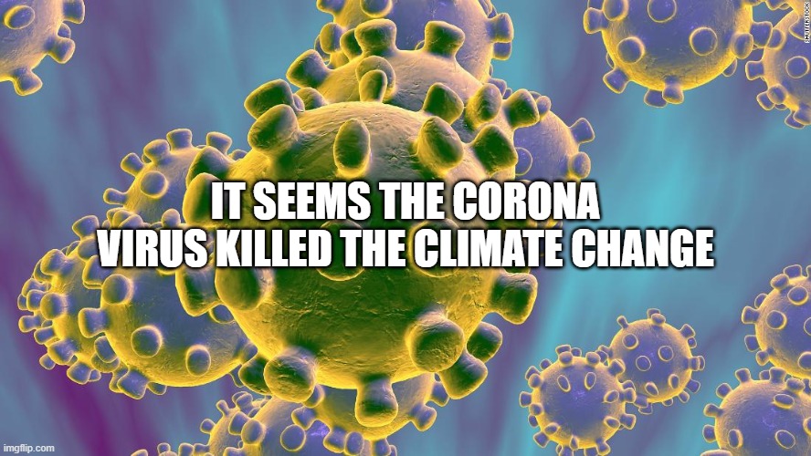 Coronavirus | IT SEEMS THE CORONA VIRUS KILLED THE CLIMATE CHANGE | image tagged in coronavirus | made w/ Imgflip meme maker