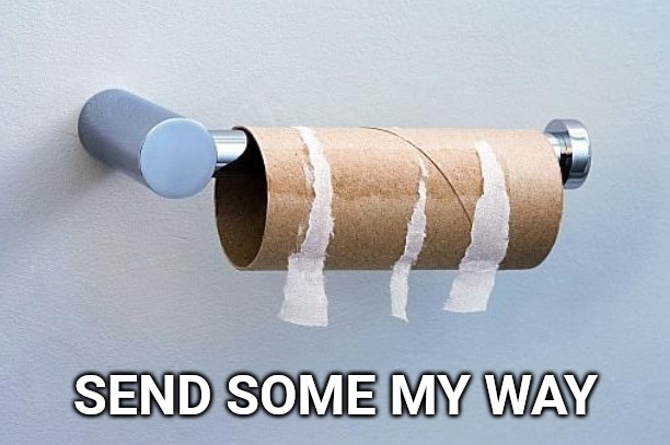 No More Toilet Paper | SEND SOME MY WAY | image tagged in no more toilet paper | made w/ Imgflip meme maker