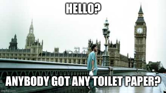 28 Days Later | HELLO? ANYBODY GOT ANY TOILET PAPER? | image tagged in 28 days later | made w/ Imgflip meme maker