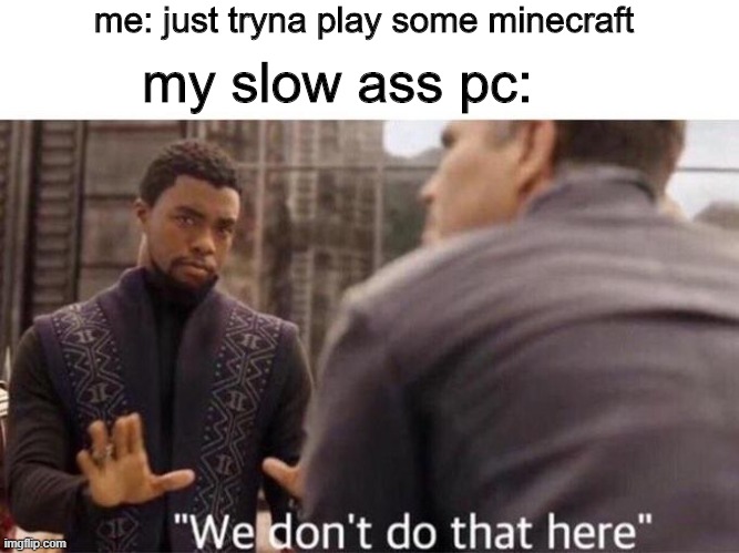 We dont do that here | me: just tryna play some minecraft; my slow ass pc: | image tagged in we dont do that here | made w/ Imgflip meme maker