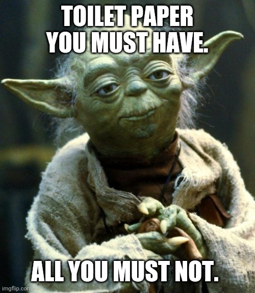 Star Wars Yoda | TOILET PAPER YOU MUST HAVE. ALL YOU MUST NOT. | image tagged in memes,star wars yoda | made w/ Imgflip meme maker