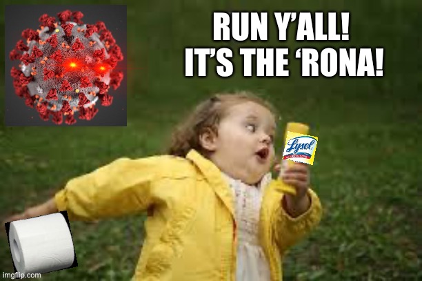 Fat Girl Running | RUN Y’ALL!

 IT’S THE ‘RONA! | image tagged in fat girl running,coronavirus,covid-19,toilet paper,southern | made w/ Imgflip meme maker