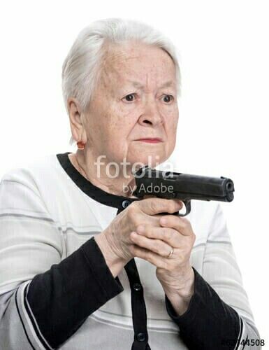 Old woman w/ gun Blank Meme Template