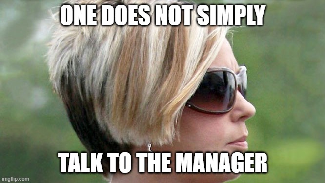 Karen | ONE DOES NOT SIMPLY; TALK TO THE MANAGER | image tagged in karen | made w/ Imgflip meme maker