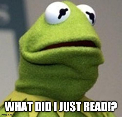 Kermit The Frog | WHAT DID I JUST READ!? | image tagged in kermit the frog | made w/ Imgflip meme maker
