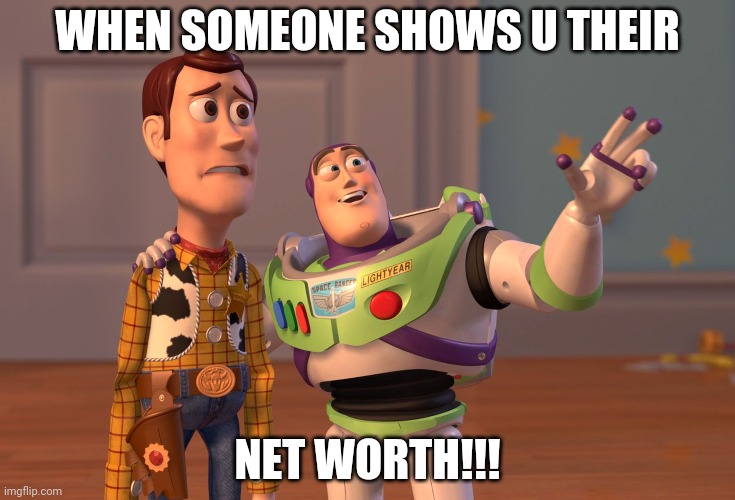 X, X Everywhere | WHEN SOMEONE SHOWS U THEIR; NET WORTH!!! | image tagged in memes,x x everywhere | made w/ Imgflip meme maker