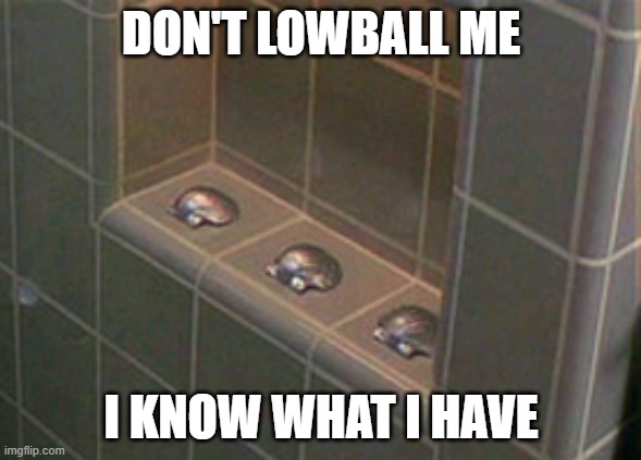 3 seashells | DON'T LOWBALL ME; I KNOW WHAT I HAVE | image tagged in 3 seashells | made w/ Imgflip meme maker