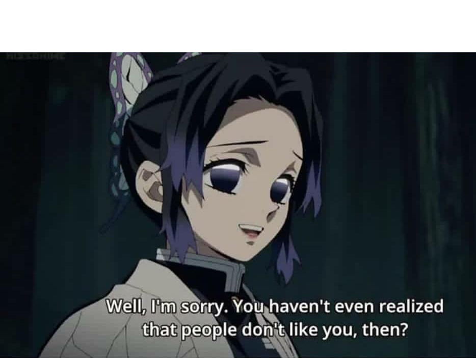 You haven't even realized that people don't like you then? Blank Meme Template