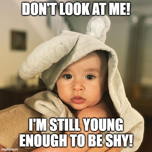 Ashton | DON'T LOOK AT ME! I'M STILL YOUNG ENOUGH TO BE SHY! | image tagged in bathtime | made w/ Imgflip meme maker