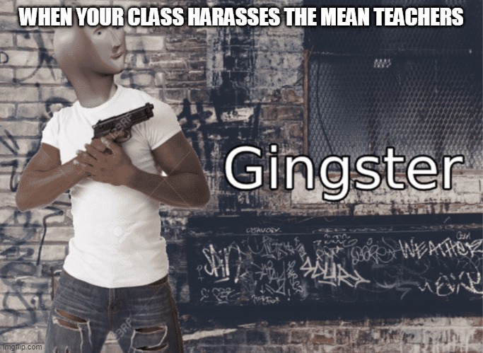 Gingster | WHEN YOUR CLASS HARASSES THE MEAN TEACHERS | image tagged in gingster | made w/ Imgflip meme maker