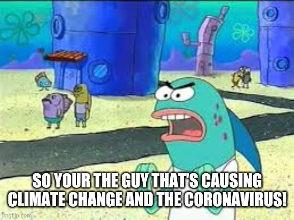 How many time do I have to teach you this lesson old man? | SO YOUR THE GUY THAT'S CAUSING CLIMATE CHANGE AND THE CORONAVIRUS! | image tagged in how many time do i have to teach you this lesson old man | made w/ Imgflip meme maker