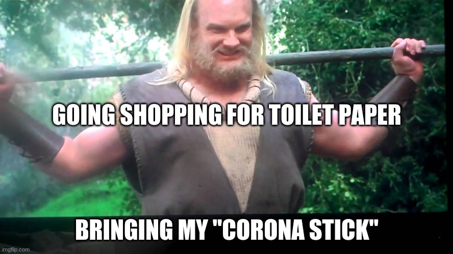 corona stick | GOING SHOPPING FOR TOILET PAPER; BRINGING MY "CORONA STICK" | image tagged in corona virus | made w/ Imgflip meme maker