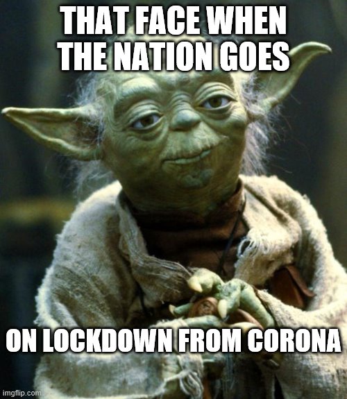 Star Wars Yoda Meme | THAT FACE WHEN THE NATION GOES; ON LOCKDOWN FROM CORONA | image tagged in memes,star wars yoda | made w/ Imgflip meme maker