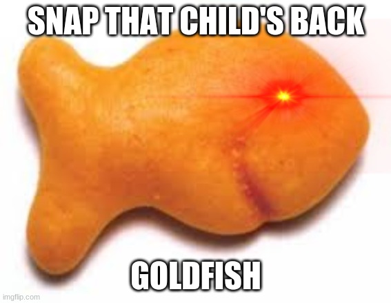 SNAP THAT CHILD'S BACK; GOLDFISH | image tagged in child | made w/ Imgflip meme maker
