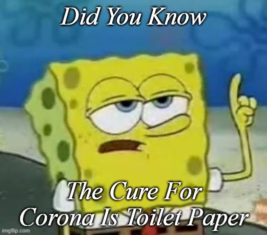Did You Know | Did You Know; The Cure For Corona Is Toilet Paper | image tagged in memes,ill have you know spongebob,coronavirus,spongebob,toilet paper | made w/ Imgflip meme maker