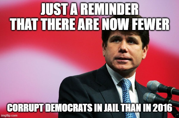 Rod Blagojevich | JUST A REMINDER THAT THERE ARE NOW FEWER CORRUPT DEMOCRATS IN JAIL THAN IN 2016 | image tagged in rod blagojevich | made w/ Imgflip meme maker