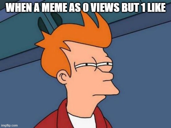Futurama Fry | WHEN A MEME AS 0 VIEWS BUT 1 LIKE | image tagged in memes,futurama fry | made w/ Imgflip meme maker