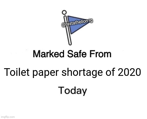 Marked Safe From Meme | @rastathelion-ig; Toilet paper shortage of 2020 | image tagged in memes,marked safe from | made w/ Imgflip meme maker
