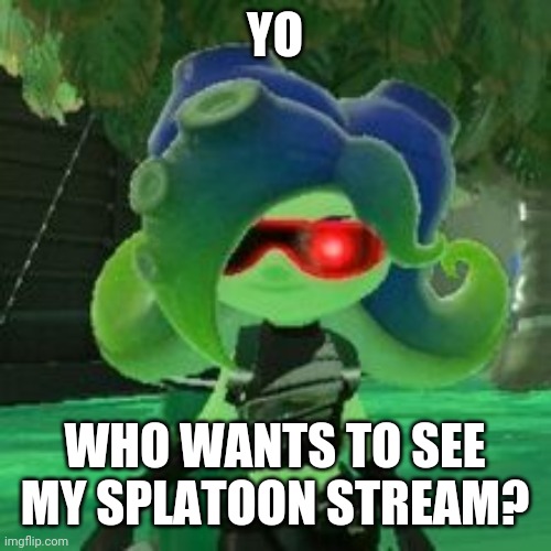 Anybody like or heard of splatoon? | YO; WHO WANTS TO SEE MY SPLATOON STREAM? | image tagged in sanitized octoling,stream,splatoon,memes | made w/ Imgflip meme maker
