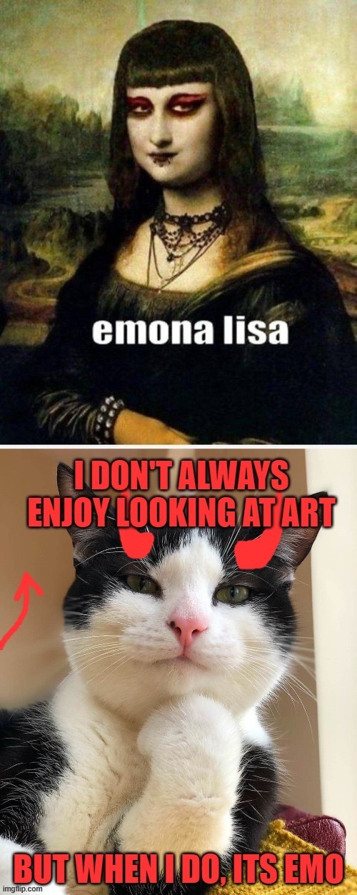 EMOna Lisa cause the last one got UNFEATURED for NO REASON | image tagged in emo,mona lisa,ememeon,art | made w/ Imgflip meme maker