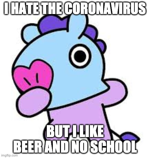 I HATE THE CORONAVIRUS; BUT I LIKE BEER AND NO SCHOOL | image tagged in coronavirus | made w/ Imgflip meme maker