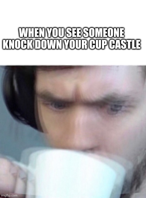 Concerned Sean Intensifies | WHEN YOU SEE SOMEONE KNOCK DOWN YOUR CUP CASTLE | image tagged in concerned sean intensifies | made w/ Imgflip meme maker
