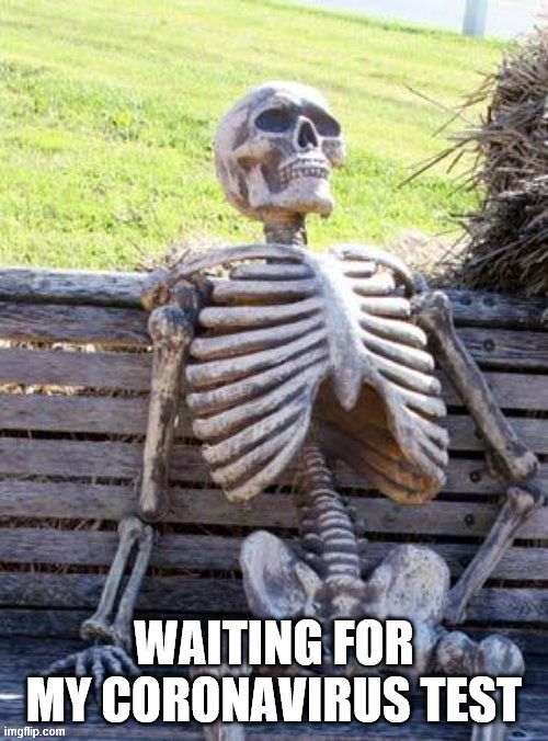 Waiting Skeleton Meme | WAITING FOR MY CORONAVIRUS TEST | image tagged in memes,waiting skeleton | made w/ Imgflip meme maker