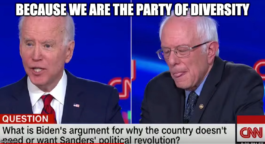 BECAUSE WE ARE THE PARTY OF DIVERSITY | made w/ Imgflip meme maker