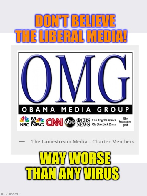 BIASED NEVER-TRUMP, FAKE-NEWS MEDIA | DON'T BELIEVE THE LIBERAL MEDIA! WAY WORSE THAN ANY VIRUS | image tagged in msm lies,crying democrats,socialist,brace yourselves x is coming,not listening,biggest loser | made w/ Imgflip meme maker