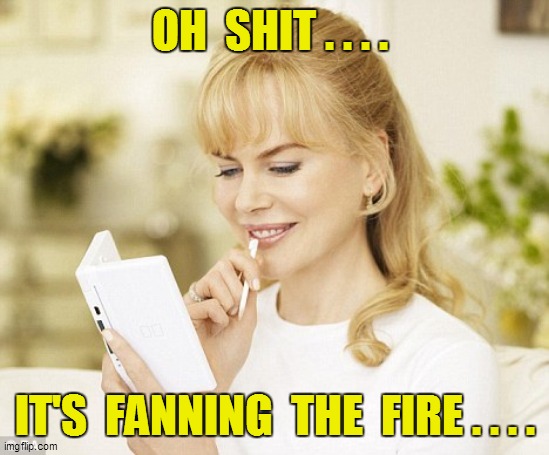 OH  SHIT . . . . IT'S  FANNING  THE  FIRE . . . . | made w/ Imgflip meme maker