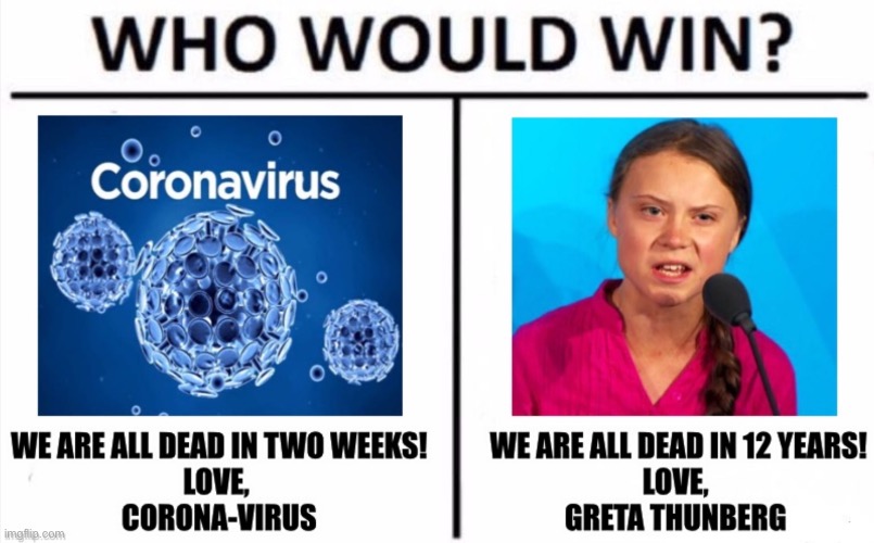 Who would win | image tagged in corona virus,greta thunberg | made w/ Imgflip meme maker