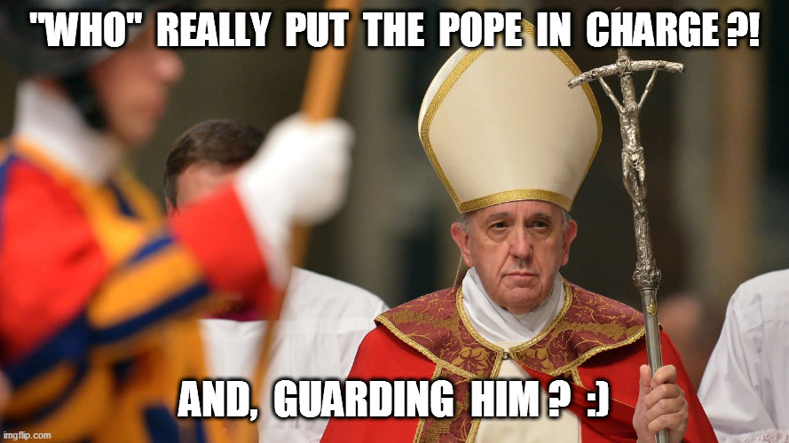 #WHO | "WHO"  REALLY  PUT  THE  POPE  IN  CHARGE ?! AND,  GUARDING  HIM ?  :) | image tagged in who | made w/ Imgflip meme maker