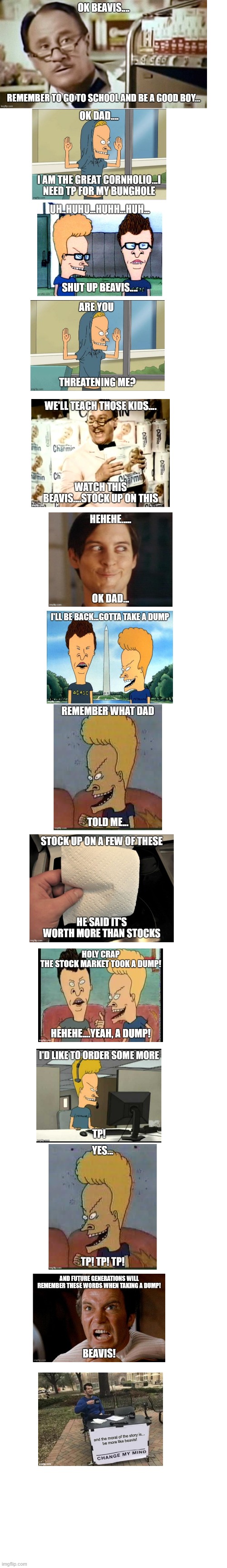This week on "Leave it to Beavis" | image tagged in beavis and butthead,no more toilet paper,corona virus,leave it to beaver | made w/ Imgflip meme maker