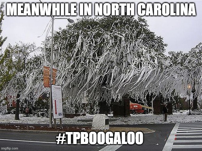TP-ocalypse! Meanwhile in... | MEANWHILE IN NORTH CAROLINA; #TPBOOGALOO | image tagged in tp-ocalypse meanwhile in | made w/ Imgflip meme maker
