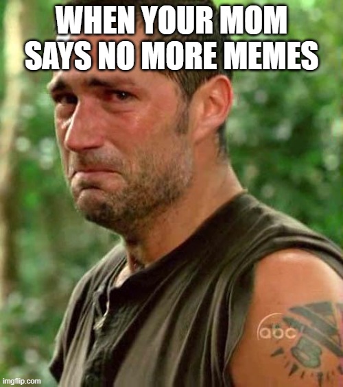 Man Crying | WHEN YOUR MOM SAYS NO MORE MEMES | image tagged in man crying | made w/ Imgflip meme maker