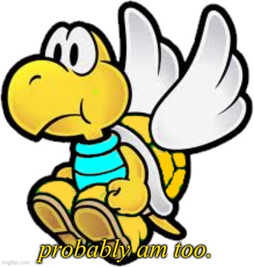 probably am too. | image tagged in goldie the paratroopa | made w/ Imgflip meme maker