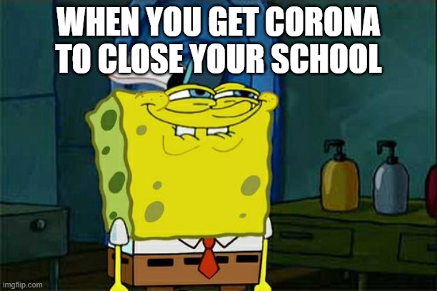 Don't You Squidward Meme | WHEN YOU GET CORONA TO CLOSE YOUR SCHOOL | image tagged in memes,dont you squidward | made w/ Imgflip meme maker