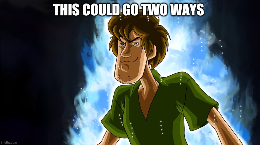 Ultra instinct shaggy | THIS COULD GO TWO WAYS | image tagged in ultra instinct shaggy | made w/ Imgflip meme maker